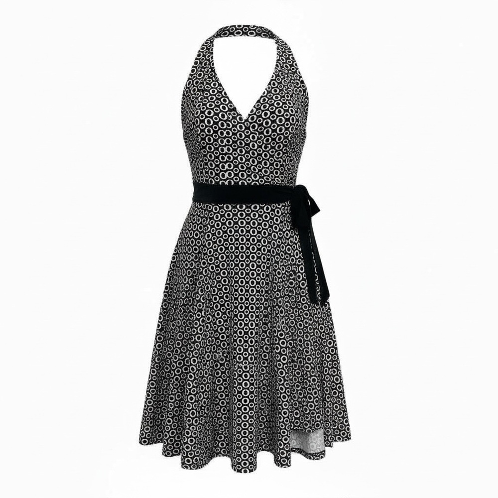 Studio Y Black and White Patterned Midi Dress